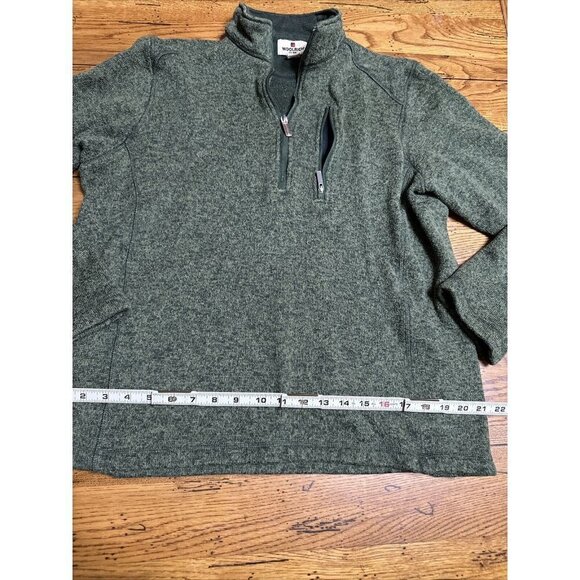 WOOLRICH Sweater Men's Medium Green 1/4 Zip Pullover Poly Classic Sweatshirt - Picture 4 of 7